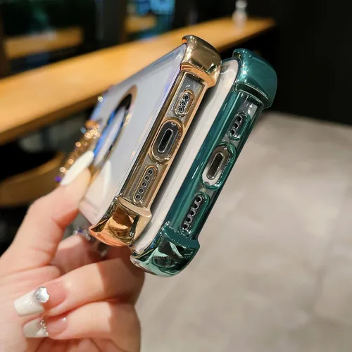 Vista 3 de Funda magnética transparente para iPhone 11, funda de lujo con cuatro esquinas brillantes, protección a prueba de golpes de grado militar