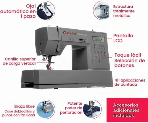 Vista 2 de SINGER Máquina de coser computarizada resistente 6700C con kit de accesorios Motor fuerte con potencia de perforación mejorada, 411 aplicaciones