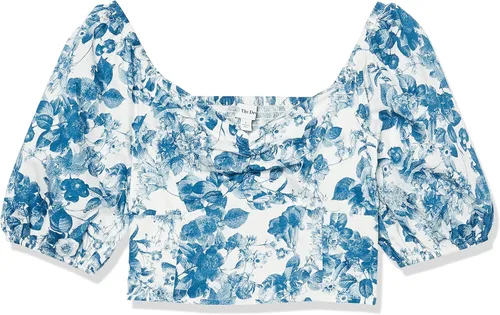 Vista 6 de The Drop Annie Sweetheart - Camiseta de manga abullonada con escote corazón para mujer
