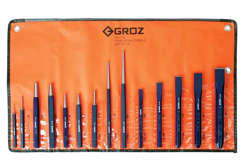 Vista 5 de Groz 33005 Juego de punzón y cincel negro con recubrimiento en polvo, 7 piezas con bolsa