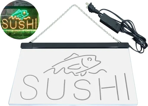 Vista 53 de ADVPRO Sushi Fish Sashimi Restaurant - Letrero de neón LED de doble color, azul y rojo, 12 x 8.5 pulgadas, st6s32-i3334-br
