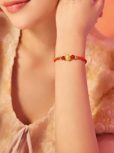 Vista 3 de ZHOU LIU FU 24K Solid Gold Bracelet Luck Fish Real Gold Charm Bracelet Adjustable Jewelry Braided Bracelet for Women Teens Girls