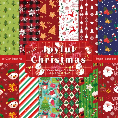 Vista 22 de YASMEN Bloc de papel para álbum de recortes de Navidad, 6 x 6 pulgadas, cartulina de una sola cara para hacer tarjetas, diarios, planificador