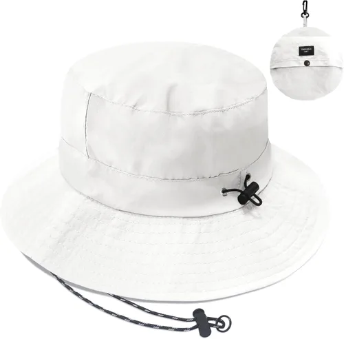 Vista 12 de PFFY Waterproof Bucket Hats for Men Women Packable Sun Hat for Outdoors Caqui Sólido