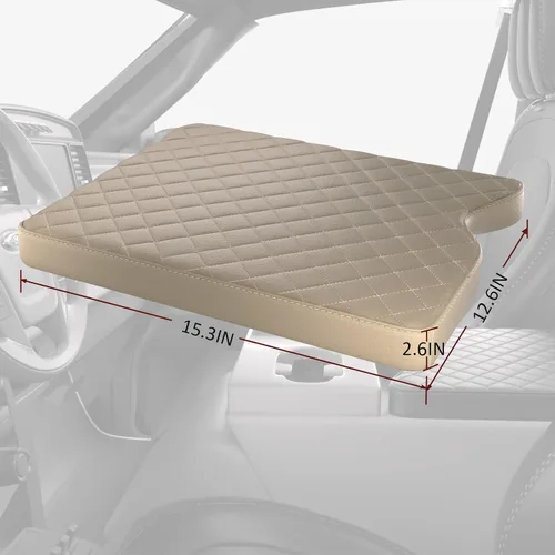Vista 7 de Funda de consola central de automóvil para Ford F150 2015-2024/F250 F350 F450 2017-2024 de cuero, tapa de caja de reposabrazos de consola central