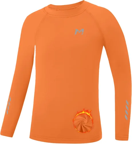 Vista 9 de Moozava Camiseta térmica de compresión para niños, manga larga, forro polar, para jóvenes, para fútbol, béisbol, fútbol, capa base