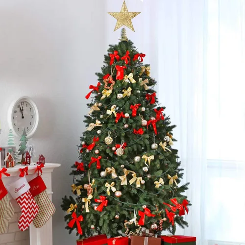 Vista 7 de Adorno de estrella de 10" para árbol de Navidad, decoración dorada para árbol de Navidad, decoración para fiestas en interiores y hogar (dorado)