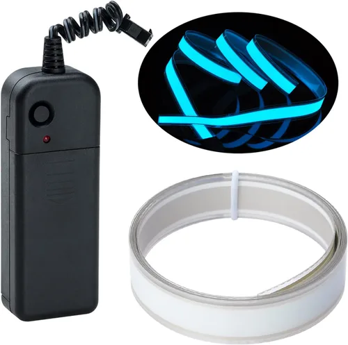 Vista 9 de lychee® Cinturón electroluminiscente de 3 pies, 3.3 ft, 3.3 ft, 3.3 ft, cinta electroluminiscente, cuerda de alambre EL con batería para decoración