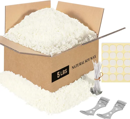 Vista 9 de SAEUYVB Cera de vela de soja natural y cera de vela de soja para hacer velas, 2 libras de cera de soja para hacer velas, cera de vela de soja
