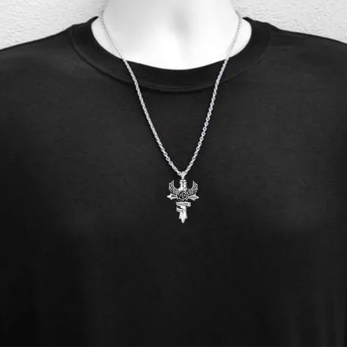 Vista 5 de Collar de urna con cruz de ala de ángel In Loving Memory para mamá, papá, abuela, cenizas humanas, miembros de la familia, recuerdo conmemorativo