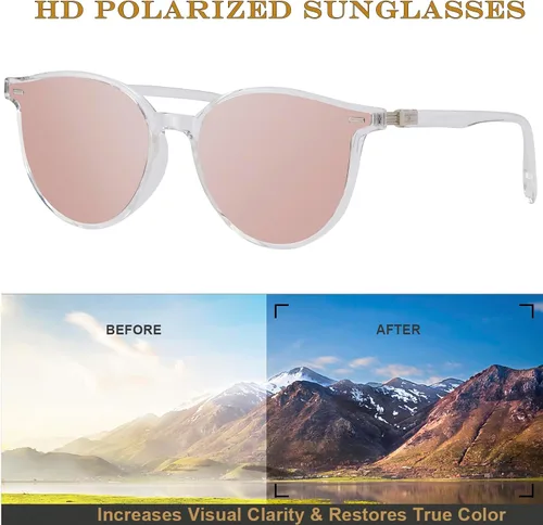 Vista 5 de Arjien Lentes de sol polarizados para mujer con protección UV de los años 70, lentes de sol vintage de aviador para mujer, lentes de sol de moda