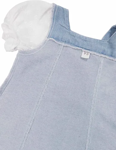 Vista 11 de KIDSCOOL SPACE Bebé Niña Corazón Rojo Lentejuelas Decoración Verano Manga Corta Vestido Denim