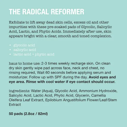 Vista 4 de Face Haus The Radical Reformer - Almohadillas exfoliantes de rejuvenecimiento con 10% AHA y BHA para una piel más brillante y suave, 50