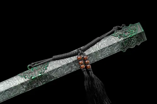 Vista 9 de Espada china Han Jian alto manganeso acero afilado hoja bestia protector de Verde