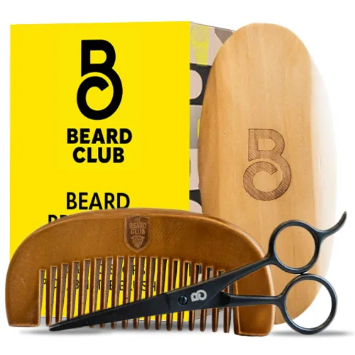 Vista 10 de The Beard Club - Juego de aseo con cepillo, peine, pinza y tijeras para barbas y bigotes de hombres - Set de regalo