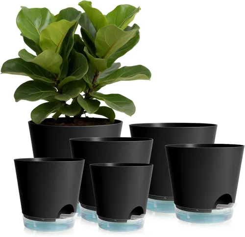 Vista 8 de GARDIFE Macetas de 10/9/8 pulgadas para plantas de interior, macetas auto-regantes, macetas de riego automático, macetas de flores, negras