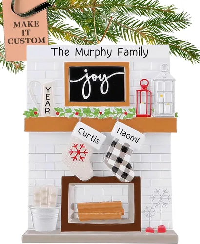 Vista 13 de Adorno personalizado para familia grande de 10 personas 2025 Personalización gratuita en 24 horas Adornos navideños de chimenea grabados