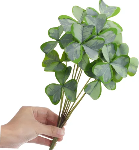 Vista 4 de LIFKOME 3 racimos de florero de simulación de plantas verdes de trébol arbustos de hojas de imitación plantas al aire libre, decoración de bonsái