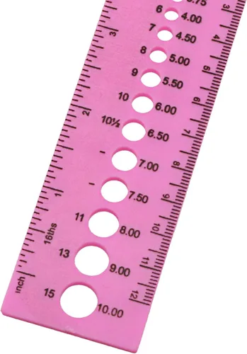 Vista 3 de Calibre de aguja de tejer DGZZI INCH CM regla de plástico rosa aguja de tejer calibre circular geométrica plantilla regla herramienta de medición
