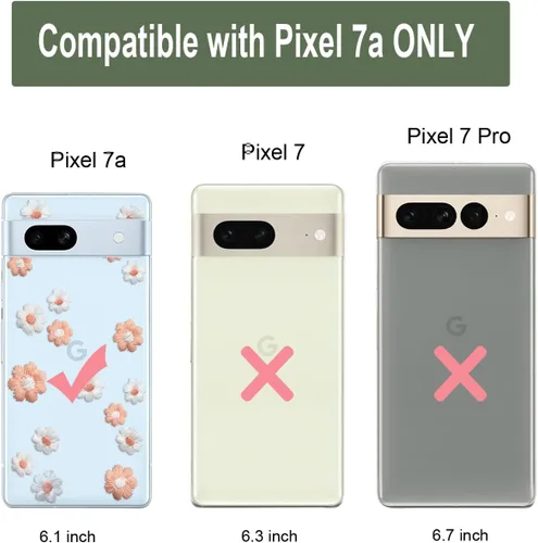 Vista 9 de Unov Funda para Pixel 7a, transparente con diseño, ajuste delgado, buen agarre, funda de teléfono en relieve, cubierta protectora a prueba