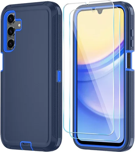 Vista 13 de Qinmay Funda para Samsung Galaxy A15 5G con protector de pantalla HD, resistente a los golpes y a las caídas, funda de 3 capas para Galaxy A15, Negro