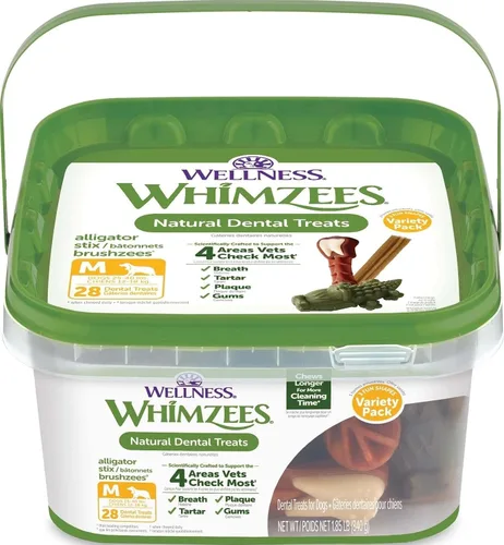 Vista 10 de WHIMZEES Wellness Value Box - Golosinas dentales para perros, masticables naturales, tamaño pequeño, (89 unidades)