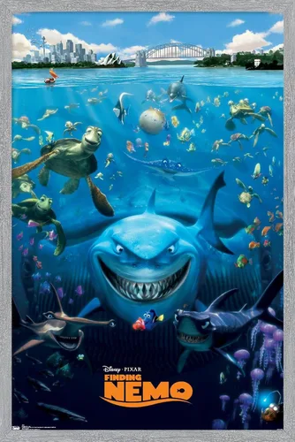 Vista 8 de Trends International Disney Pixar Buscando a Nemo - Póster de pared fundido, 14.725 x 22.375 pulgadas, versión enmarcada de madera de granero