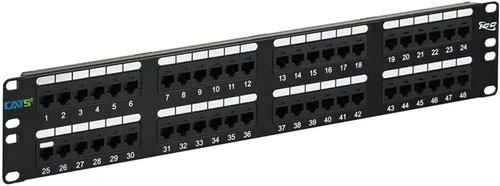 Vista 16 de ICC Panel de conexiones CAT5e, listado UL y aplicaciones Gigabit con clasificación PoE++, panel de conexión de red de 24 puertos 1U de 19 pulgadas