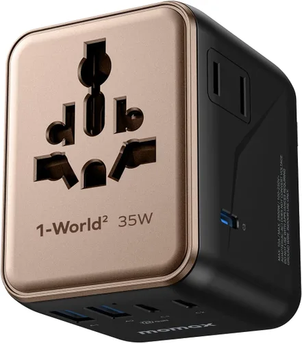 Vista 16 de MOMAX Mini Universal Travel Adapter for US/EU/UK/AUS Worldwide Plug Adapter Negro