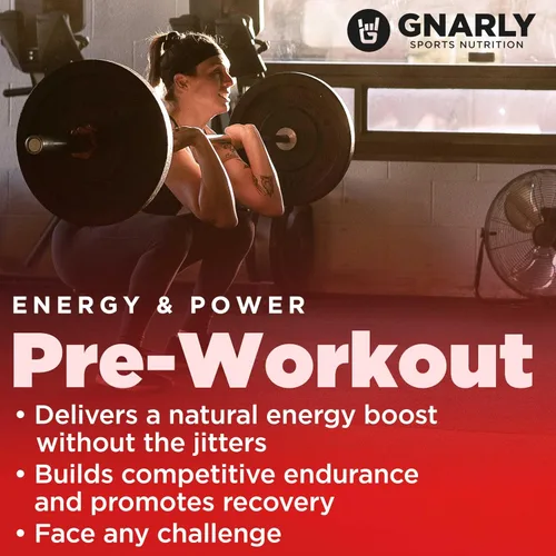 Vista 3 de Gnarly Nutrition Polvo natural para pre-entrenamiento, mango - Certificado NSF Contents, resistencia y recuperación - Vegano pre-entrenamiento