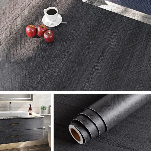 Vista 13 de Livelynine Papel adhesivo de grano de madera de carbón para encimeras de escritorio, impermeable, autoadhesivo, papel tapiz de mesa de cocina