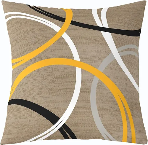 Vista 26 de Funda de almohada moderna con estampado de líneas geométricas de doble cara de 16 x 16 pulgadas, funda de almohada cuadrada suave con remolinos