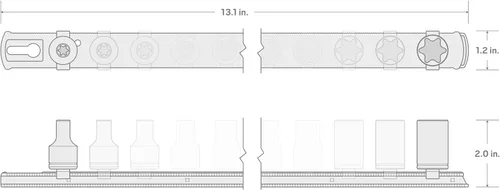 Vista 5 de TEKTON Juego de llaves de vaso de estrella externas de 1/2 pulgada con riel, 10 piezas (E8 - E24) SHD92117