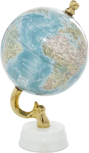 Vista 10 de Deco 79 Globo de aluminio con base de mármol, 5 "x 5" x 10 ", dorado