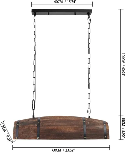 Vista 4 de Madera antigua barril de vino lámpara colgante colgante rústico cocina bar techo lámpara accesorios de luz
