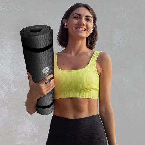 Vista 5 de GYMENIST Tapete grueso para yoga y ejercicio, 24 x 71 pulgadas, ideal para camping, cardio, entrenamiento, pilates, gimnasia