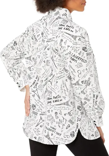 Vista 2 de Karl Lagerfeld Paris Blusa estampada de manga larga para mujer