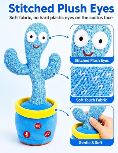 Vista 4 de Juguetes recargables para bebés, juguete de cactus que habla bailando, volumen ajustable, canto, imitando y repetido, juguetes interactivos