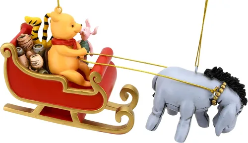 Vista 6 de Tree Buddees Winne The Pooh - Trineo de Papá Noel con Eeyore y Piglet, 2 piezas de decoración grande de Navidad