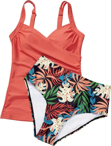 Vista 10 de SUUKSESS Traje de baño tankini sexy con efecto de realce y control de abdomen para mujer