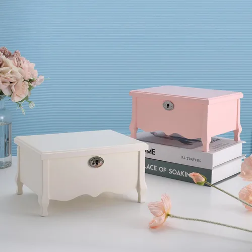 Vista 8 de Joyero musical de bailarina grande con patas blancas con espejo y cerradura para niñas, organizador de joyas para niños, caja musical