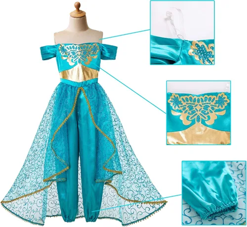 Vista 4 de Maoluo Vintage Disfraz de princesa árabe para niñas, vestido de cosplay elegante para fiesta de Halloween