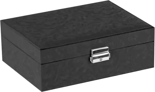 Vista 3 de YLOMAY Joyero con cerradura, organizador de tesoros, estuche de almacenamiento con pantalla de 2 capas, para aretes, pulseras, anillos, relojes