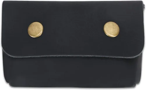 Vista 2 de Bolsa de cuero doble para monedas premium para efectivo y tarjetero, organizador de cables compacto, bolsa de maquillaje de viaje, hecha a mano
