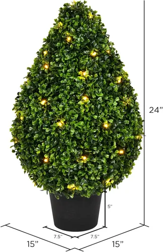 Vista 5 de Vickerman Arbusto artificial en forma de lágrima de boj de 24" de alto x 15" de ancho