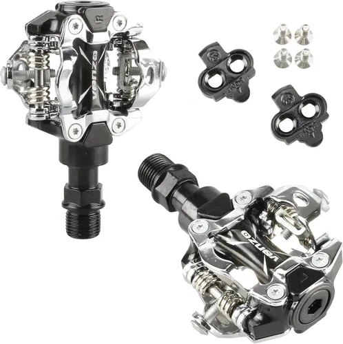 Vista 6 de Venzo Bicicleta de montaña para hombre, compatible con zapatos Shimano SPD + pedales y tacos, ideal para ciclismo interior, todoterreno, paquete MTB