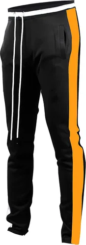 Vista 21 de SCREENSHOT-Track Pants S41700 Mens Premium Slim Athletic Fitness Lifestyle Workout Bottoms - Classic Fit S41700 Bk/Pu