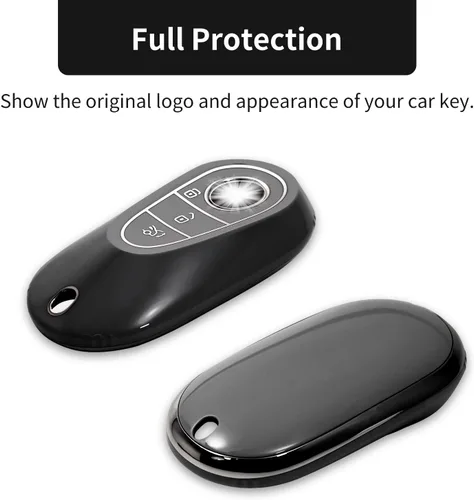 Vista 3 de OFFCURVE Funda para llavero de coche compatible con Benz C + llavero, Negro