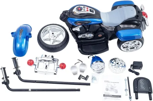 Vista 9 de Freddo Motocicleta de juguete, triciclo de motocicleta de 6 V con luces LED, bocinas hacia adelante/marcha atrás, 2 opciones de velocidad, juguetes