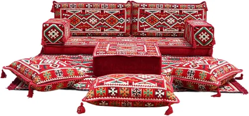 Vista 20 de arabicsofa Sofá Tradicional Árabe para Piso – Juego de Cojines Modulares para Sala de Estar Azul